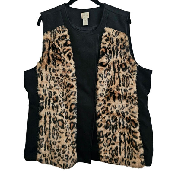 Chico's Jackets & Blazers - Chico's Size 3 Cheetah Print Button Up Vest Size 3 (XL)